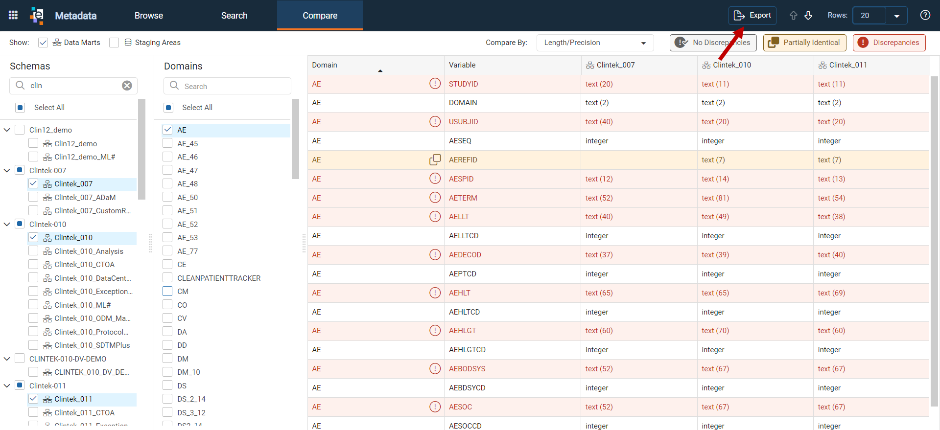 Compare Export