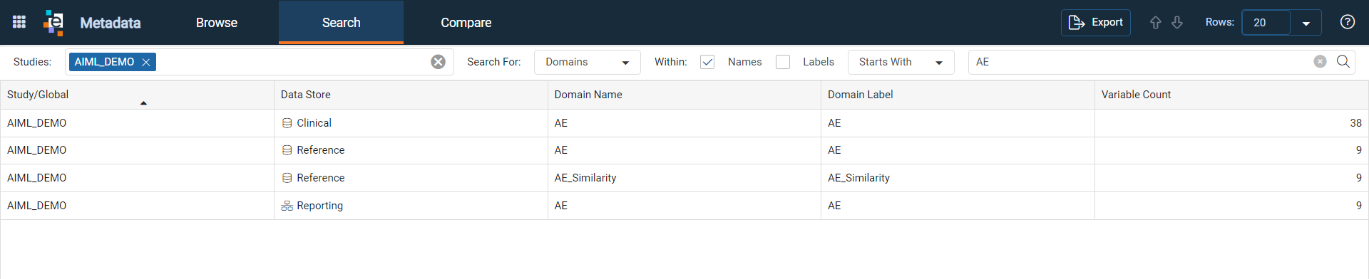 Metadata - Execute Search