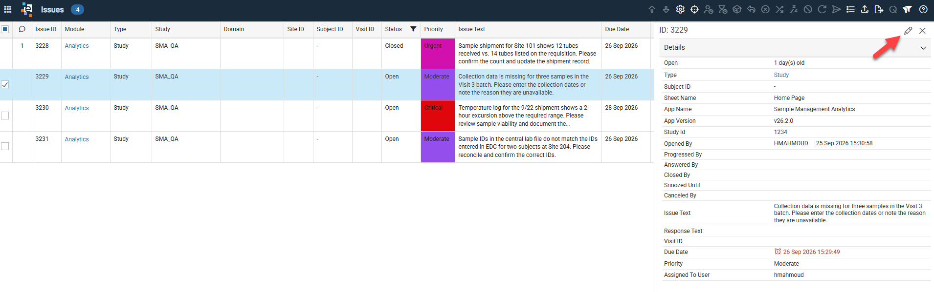 Edit Issue window with the editable issue fields and the read-only Information section