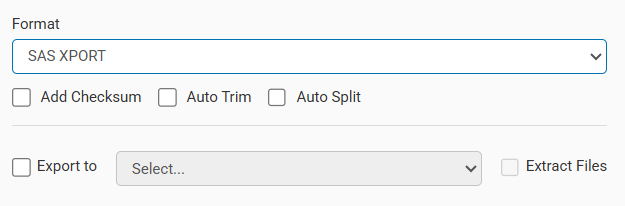 SAS XPORT Format Option