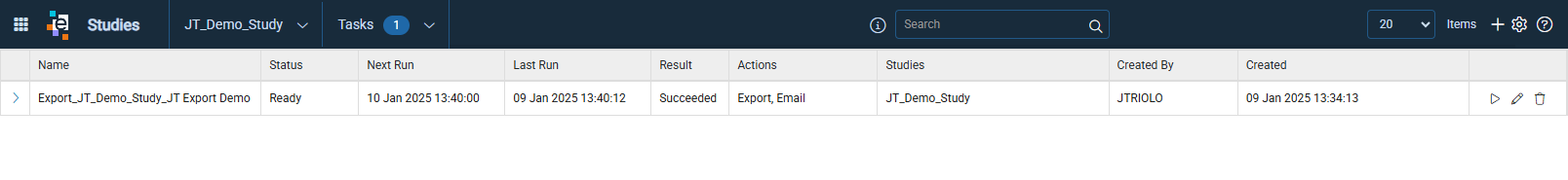 Export Definition Saved