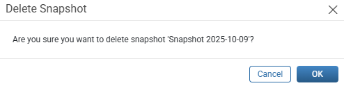 Delete Snapshot confirmation window with the Cancel and OK buttons