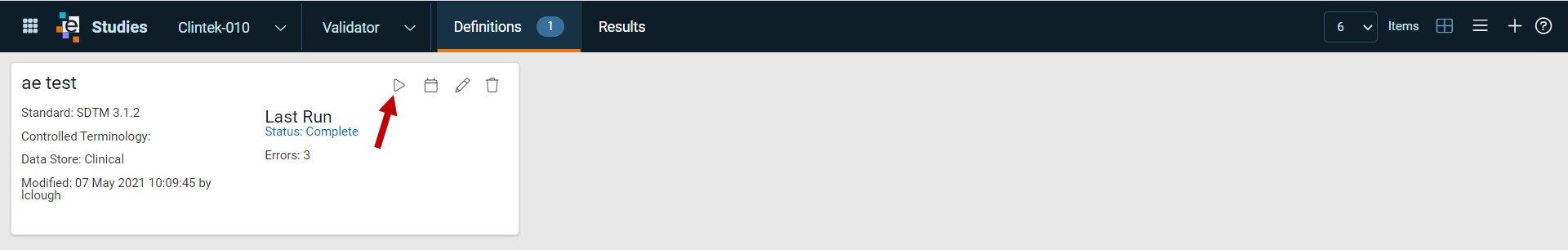 Run Validator Definition