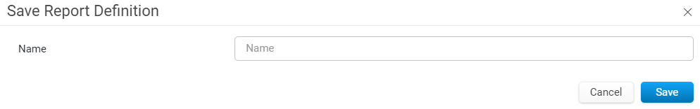 Save Report Definition window with the Name field